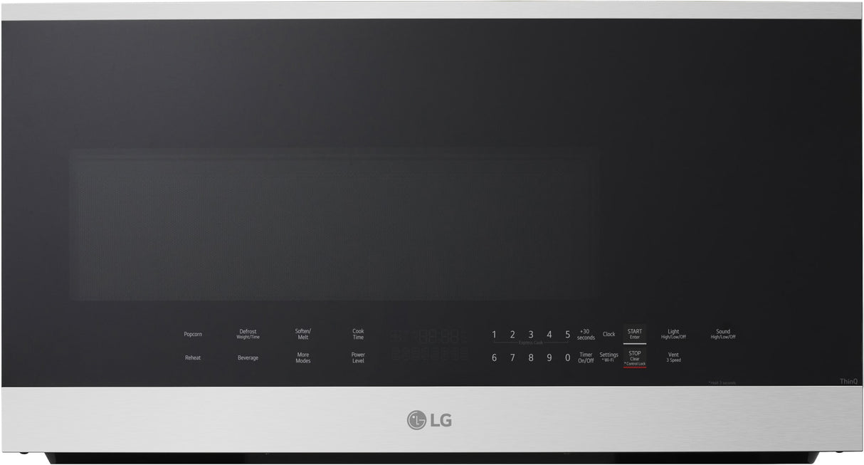 LG MVEL2034X over-the-range microwave front angled view