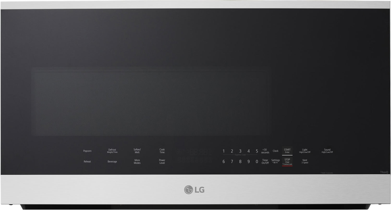 LG MVEL2034X over-the-range microwave front angled view