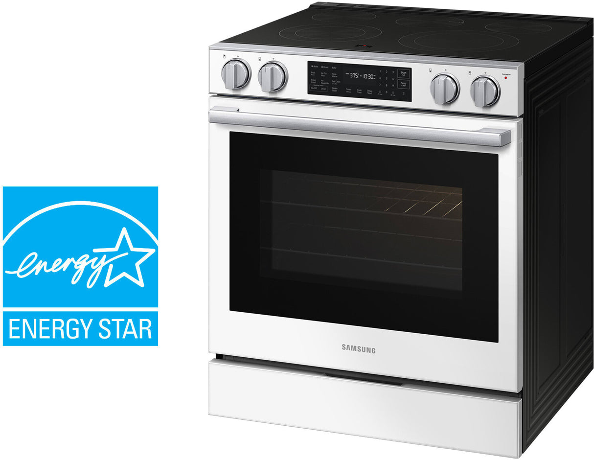 Samsung NSE80H63SW White Glass Slide-In Electric Range ENERGY STAR