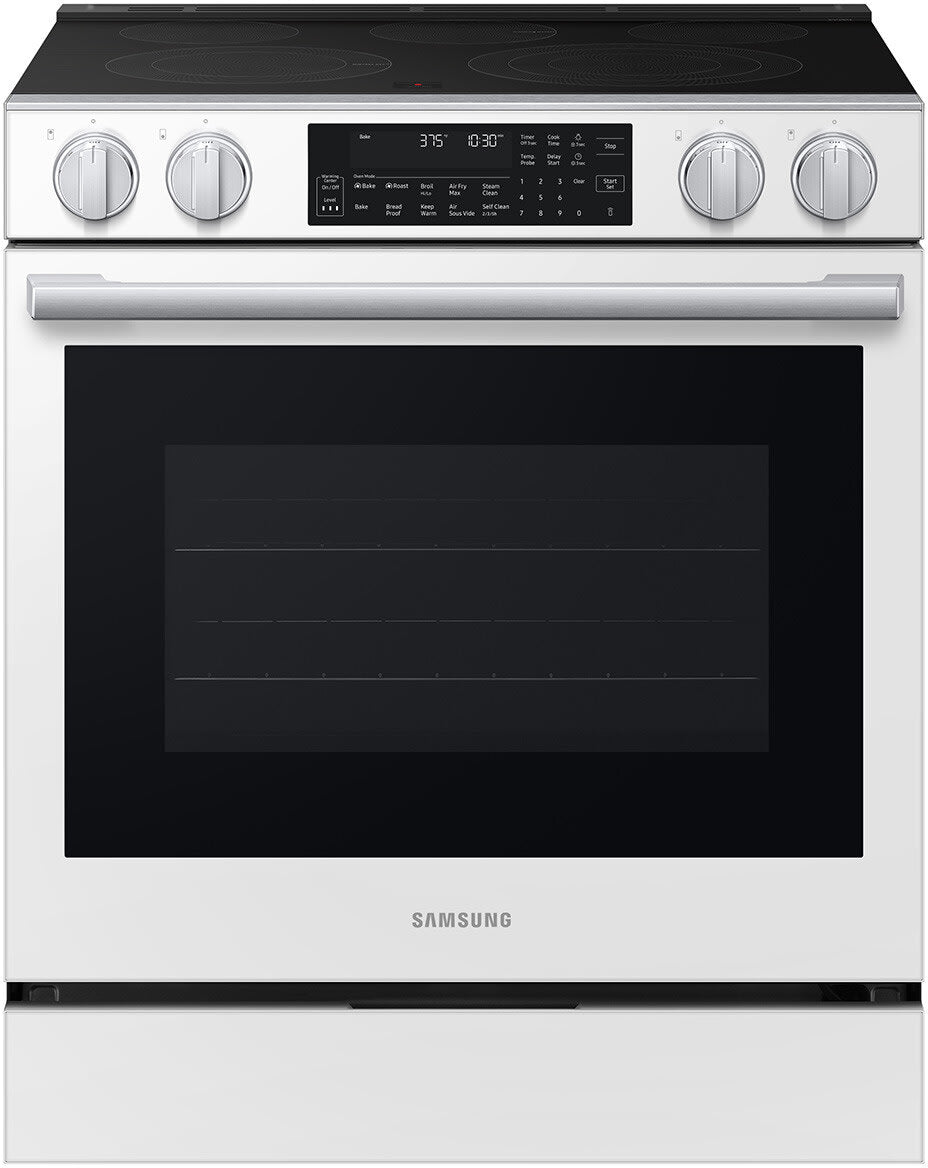 Samsung NSE90H63SW White Glass Slide-In Electric Range product photo