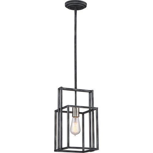 Nuvo Lighting 60-5860 Lake Mini Pendant - Iron Black with Brushed Nickel Accents