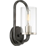 Nuvo Lighting 60-6121 Sherwood 1 Bulb Wall Sconce - Iron Black / Brushed Nickel Accents