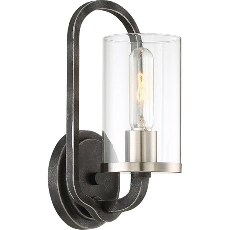 Nuvo Lighting 60-6121 Sherwood 1 Bulb Wall Sconce - Iron Black / Brushed Nickel Accents