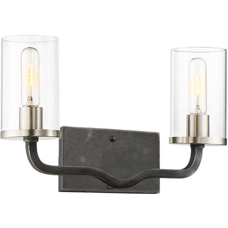 Nuvo Lighting 60-6122 Sherwood 2 Bulb Bathroom Light - Iron Black / Brushed Nickel Accents