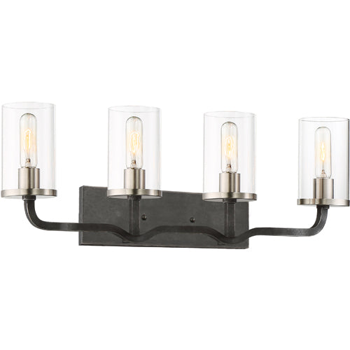 Nuvo Lighting 60-6129 Sherwood 4 or more Bulb Bathroom Light - Iron Black / Brushed Nickel Accents
