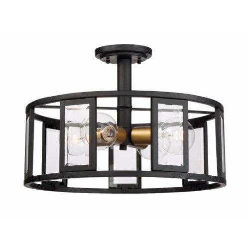 Nuvo Lighting 60-6413 Payne Semi Flush Mount Ceiling Light - Black