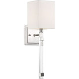Nuvo Lighting 60-6682 Tompson 1 Bulb Wall Sconce - Polished Nickel / White Fabric