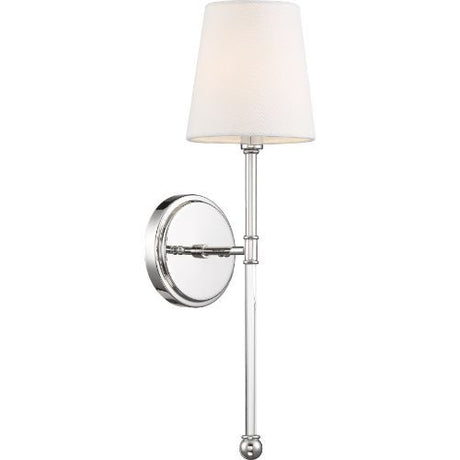 Nuvo Lighting 60-6688 Olmsted 1 Bulb Wall Sconce - Polished Nickel / White Fabric