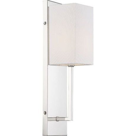 Nuvo Lighting 60-6693 Vesey 1 Bulb Wall Sconce - Polished Nickel / White Fabric