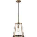 Nuvo Lighting 60-6697 Bruge Down Light Pendant - Burnished Brass / Clear