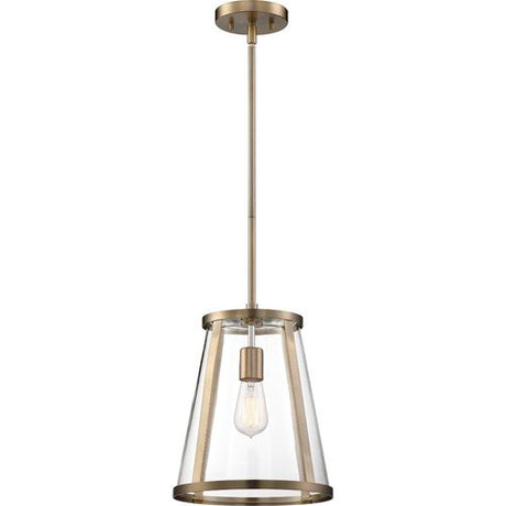 Nuvo Lighting 60-6697 Bruge Down Light Pendant - Burnished Brass / Clear