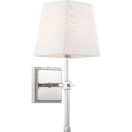 Nuvo Lighting 60-6708 Highline 1 Bulb Wall Sconce - Polished Nickel / White Fabric