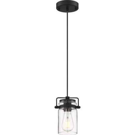 Nuvo Lighting 60-6732 Antebellum Mini Pendant - Matte Black / Clear