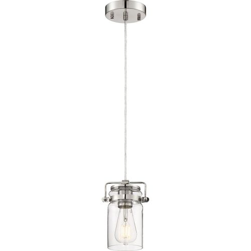 Nuvo Lighting 60-6734 Antebellum Mini Pendant - Polished Nickel / Clear