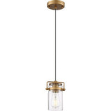 Nuvo Lighting 60-6735 Antebellum Mini Pendant - Vintage Brass / Clear
