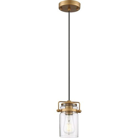 Nuvo Lighting 60-6735 Antebellum Mini Pendant - Vintage Brass / Clear