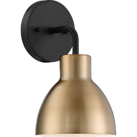 Nuvo Lighting 60-6791 Sloan 1 Bulb Wall Sconce - Matte Black / Burnished Brass
