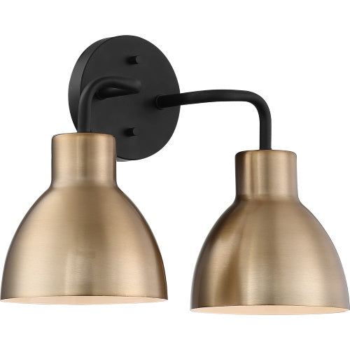 Nuvo Lighting 60-6792 Sloan 2 Bulb Bathroom Light - Matte Black / Burnished Brass