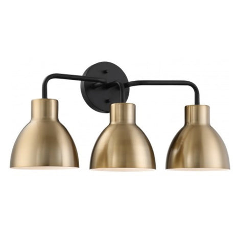 Nuvo Lighting 60-6793 Sloan 3 Bulb Bathroom Light - Matte Black / Burnished Brass