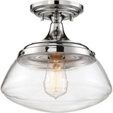 Nuvo Lighting 60-6798 Kew Semi Flush Mount Ceiling Light - Polished Nickel / Clear