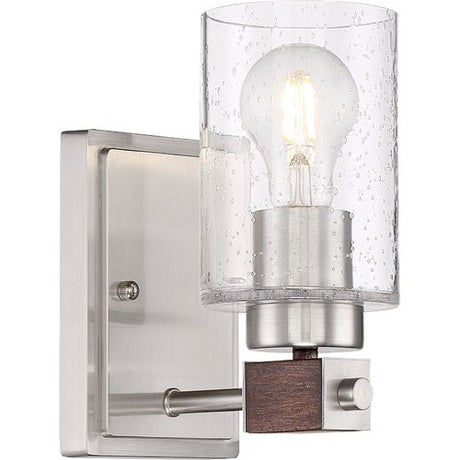 Nuvo Lighting 60-6961 Arabel 1 Bulb Wall Sconce - Brushed Nickel / Nutmeg Wood