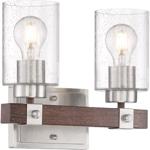 Nuvo Lighting 60-6962 Arabel 2 Bulb Bathroom Light - Brushed Nickel / Nutmeg Wood