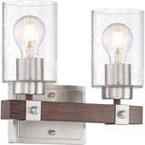 Nuvo Lighting 60-6962 Arabel 2 Bulb Bathroom Light - Brushed Nickel / Nutmeg Wood