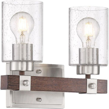 Nuvo Lighting 60-6962 Arabel 2 Bulb Bathroom Light - Brushed Nickel / Nutmeg Wood