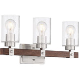 Nuvo Lighting 60-6963 Arabel 3 Bulb Bathroom Light - Brushed Nickel / Nutmeg Wood