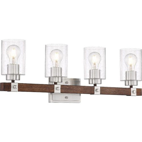 Nuvo Lighting 60-6964 Arabel 4 or more Bulb Bathroom Light - Brushed Nickel / Nutmeg Wood