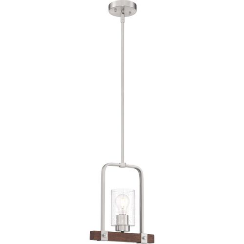 Nuvo Lighting 60-6965 Arabel Down Light Pendant - Brushed Nickel / Nutmeg Wood