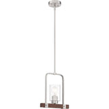 Nuvo Lighting 60-6965 Arabel Down Light Pendant - Brushed Nickel / Nutmeg Wood