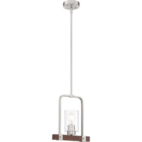 Nuvo Lighting 60-6965 Arabel Down Light Pendant - Brushed Nickel / Nutmeg Wood