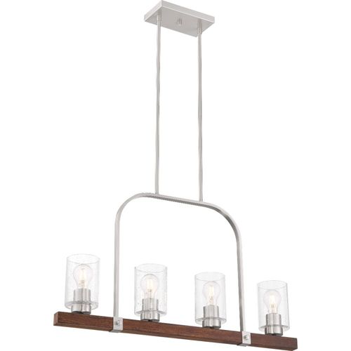 Nuvo Lighting 60-6967 Arabel Linear Pendant - Brushed Nickel / Nutmeg Wood