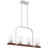 Nuvo Lighting 60-6967 Arabel Linear Pendant - Brushed Nickel / Nutmeg Wood