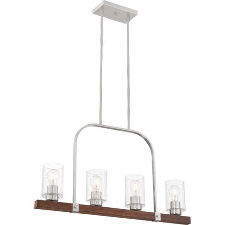 Nuvo Lighting 60-6967 Arabel Linear Pendant - Brushed Nickel / Nutmeg Wood