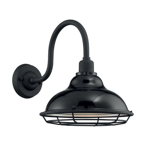 Nuvo Lighting 60-7002 Newbridge Outdoor Entrance Wall Light - Gloss Black / Silver