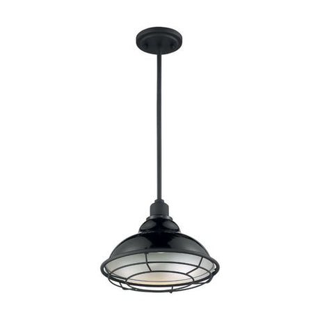 Nuvo Lighting 60-7004 Newbridge Mini Pendant - Gloss Black / Silver