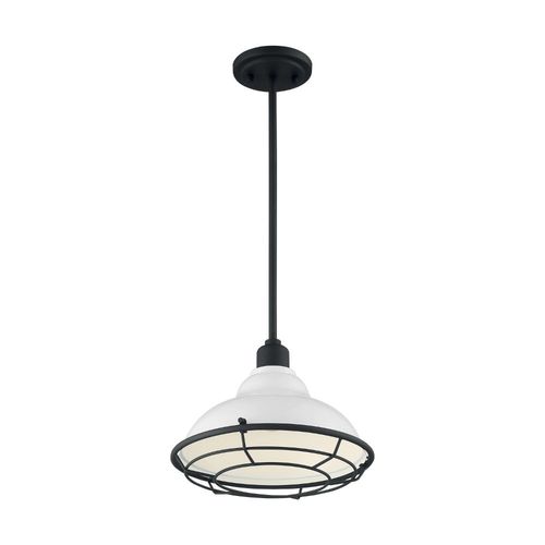 Nuvo Lighting 60-7024 Newbridge Mini Pendant - Gloss White / Black Accents