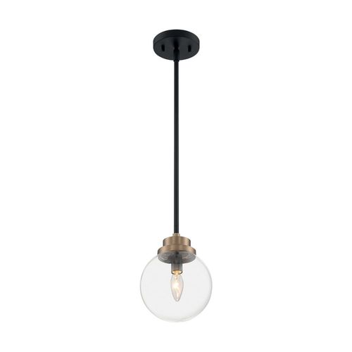 Nuvo Lighting 60-7121 Axis Mini Pendant - Matte Black / Brass Accents