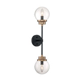 Nuvo Lighting 60-7122 Axis 2 Bulb Bathroom Light - Matte Black / Brass Accents