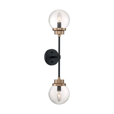 Nuvo Lighting 60-7122 Axis 2 Bulb Bathroom Light - Matte Black / Brass Accents