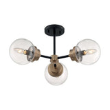 Nuvo Lighting 60-7123 Axis Semi Flush Mount Ceiling Light - Matte Black / Brass Accents