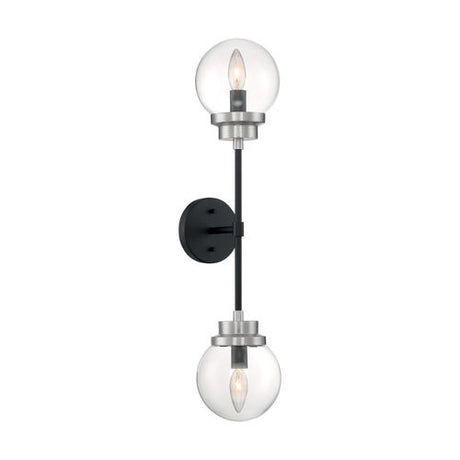 Nuvo Lighting 60-7132 Axis 2 Bulb Bathroom Light - Matte Black / Brushed Nickel Accents