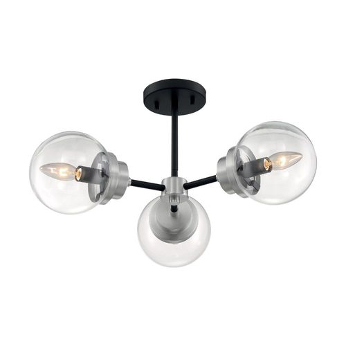 Nuvo Lighting 60-7133 Axis Semi Flush Mount Ceiling Light - Matte Black / Brushed Nickel