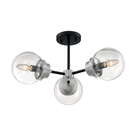Nuvo Lighting 60-7133 Axis Semi Flush Mount Ceiling Light - Matte Black / Brushed Nickel