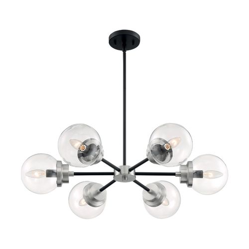 Nuvo Lighting 60-7136 Axis Mid Sized Chandelier - Matte Black / Brushed Nickel Accents