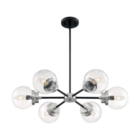 Nuvo Lighting 60-7136 Axis Mid Sized Chandelier - Matte Black / Brushed Nickel Accents
