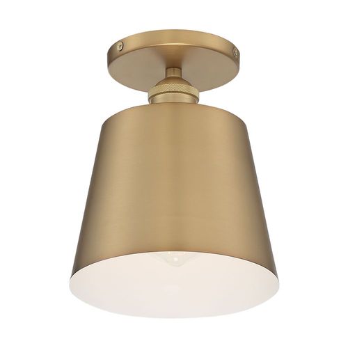 Nuvo Lighting 60-7321 Motif Semi Flush Mount Ceiling Light - Brushed Brass / White Accents