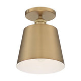 Nuvo Lighting 60-7321 Motif Semi Flush Mount Ceiling Light - Brushed Brass / White Accents